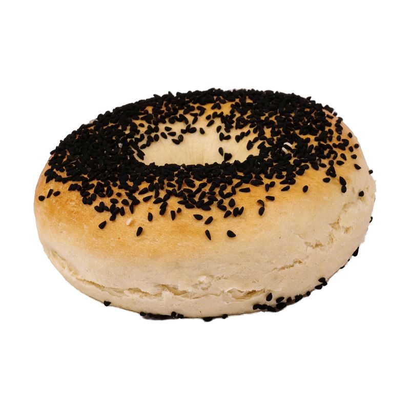 Bagel, dicht mit schwarzem Schwarzkümmel bestreut