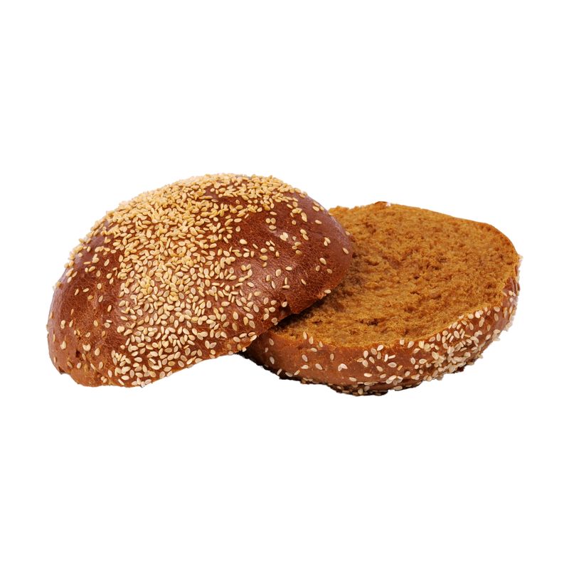 Aufgeschnittener Mischbrot-Bun, Deckel und Boden mit den Schnittflächen nebeneinander
