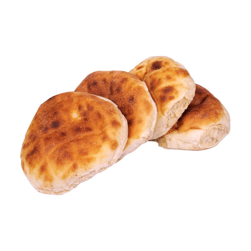 Mehrere Mini Milchfladenbrote übereinandergelegt, die weiche helle Kruste ist erkennbar